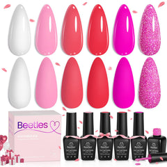 Beetles Gel Polish rosa flamingo: conjunto de seis tonos veraniegos para uñas.