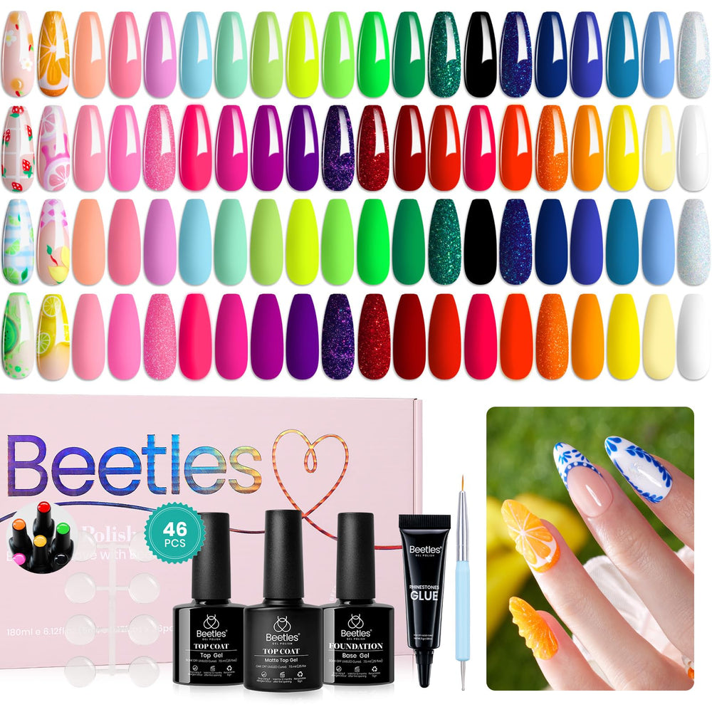 Beetles Gel Polish Set 36 colors rainbow nails showcase vibrant shade range for bold manicures