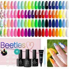Beetles Gel Polish Set 36 colors rainbow nails showcase vibrant shade range for bold manicures
