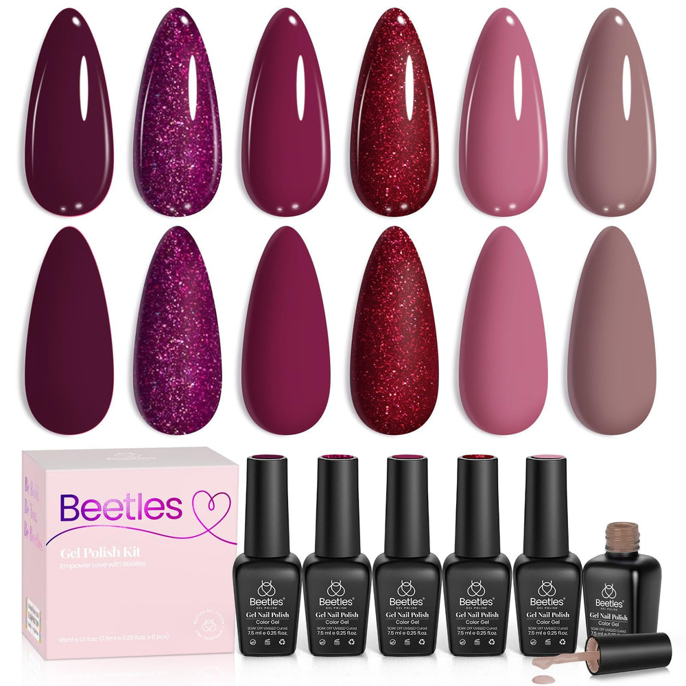 Beetles Burgundy Gel Polish Berry Merlot bottle shot for festive nails