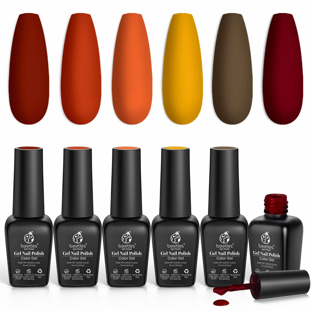 Beetles Gel Polish Golden Blessing bottle close-up with rich fall colors for elegant nails
