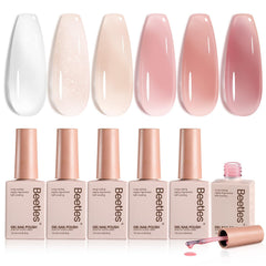 Beetles Gel Polish Whispers of Love packshot showcases six colors for versatile manicure options.