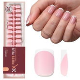 Beetles Gel Polish X Press Plus Peach French tips on natural nails for salon-style results.
