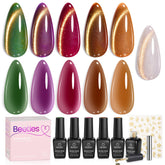 Beetles Gilded Lull cat eye collection shot with jelly colors and subtle shimmer for chic nails