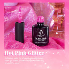 Beetles Glitter Gel Nail Polish close up of reflective pink glitter