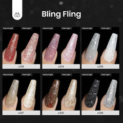 Beetles Glitter Gel Nail Polish bottle with shake-before-use reminder