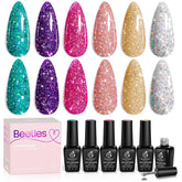 Beetles Glitter Gel Polish Kit 6-Piece packaging, ready for stylish at-home manicures