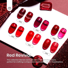 Beetles glitter red nail art adds holiday sparkle.