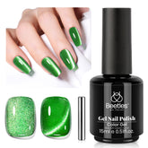 Beetles Green Cat Eye Gel Polish bottle closeup for at-home manicures.