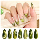 Beetles Green Cat Eye Polish olive-glitter finish for chic nail art and shine