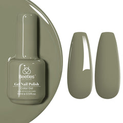 Beetles Green Gel Polish Cecilia Sage bottle showing a rich deep green for fall nails.