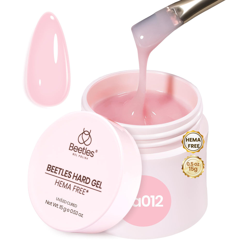 Beetles HEMA-Free Hard Gel jar 0.5oz used for testing and shade exploration.