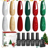 Beetles holly berries gel polish set with six festive shades for holiday nails.