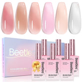 Beetles Jelly Gel Nail Polish six shades swatch for at-home manicure options.