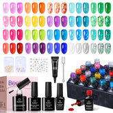 Beetles Jelly Gel Nail Polish Kit neon colors swatch for vibrant DIY nails.