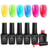 Beetles Jelly Gel Nail Polish Set six colors for glassy jelly nails.