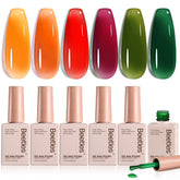 Beetles Jelly Gel Nail Polish Set Autumn Prism collection showcases fall colors for chic translucent nails.