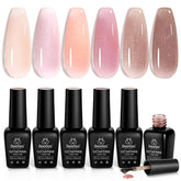 Beetles Jelly Gel Nail Polish Set color swatches show versatile nude-pink-brown shades for French nails