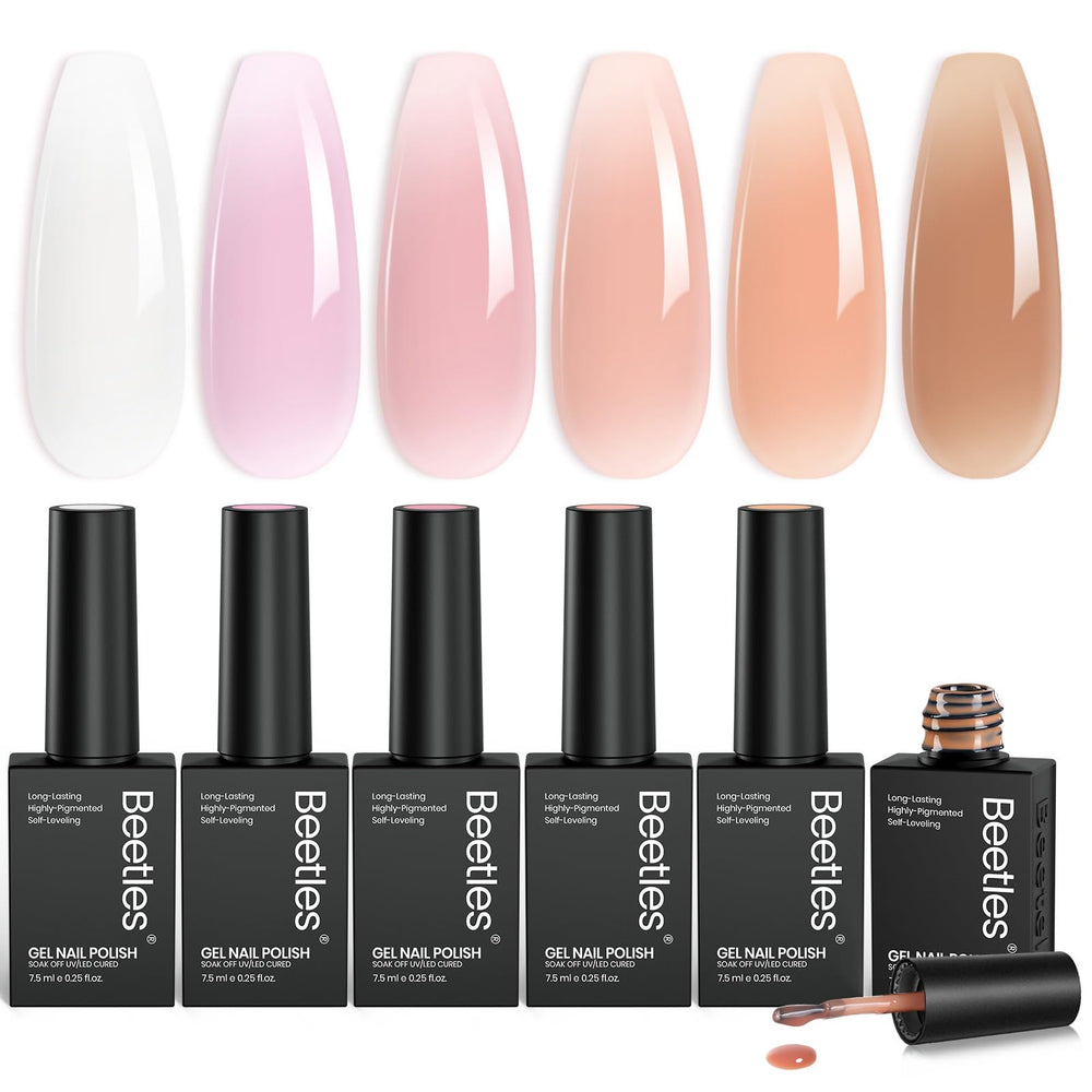 Beetles Jelly Gel Nail Polish Set Milky White shade for creamy translucent look