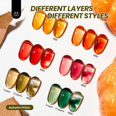 Beetles Jelly Gel Nail Polish Set sheer glow shades enable versatile layering for French tips or swirls.
