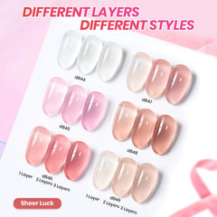 Beetles Jelly Gel Nail Polish Set swatches show sheer nude pink tones