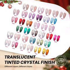 Beetles Jelly Gel Nail Swatch Collection reveals translucent to opaque layers for custom looks.