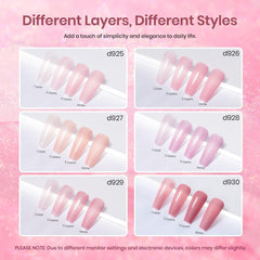 Beetles Jelly Pink Gel Polish Closeup — translucent to opaque layers create custom shades.