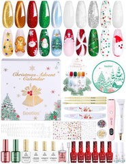 Beetles Merry Glitzmas 2025 Advent Calendar front box for gift-ready holiday nails