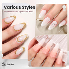 Beetles Milky White Gel Nail Polish bottle under UV light demonstrates cure for glossy results.