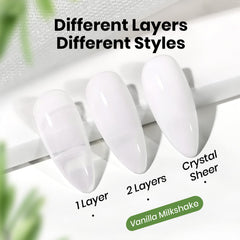 Beetles Milky White Gel Nail Polish layered application shows varying opacity for natural to bold looks.
