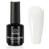 Beetles Milky White Rubber Base Gel Polish bottle front demonstrates a strong base for nails