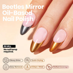 Beetles Mirror Nail Polish chrome finish captures light with a dazzling mirror shine.
