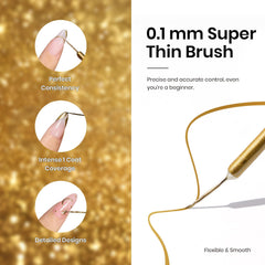 Beetles Nail Art gold swirls line highlights chic, artistic nail designs at home.