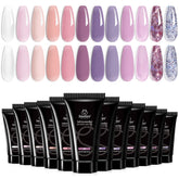 Beetles Nail Extension Gel Set Blackberry Glaze swatches show diverse color options for at-home nail art.