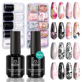Beetles Nail Foil Glue Gel transfer set; quick at-home foil design with two 15ml bottles