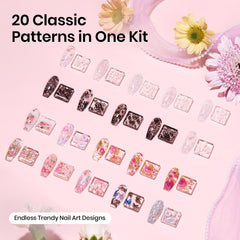Beetles Nail Foil Stickers Lace Flower Butterfly 20pcs for varied nail art options