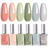 Beetles Gel Polish P176 packshot showing six color options for DIY nail art.