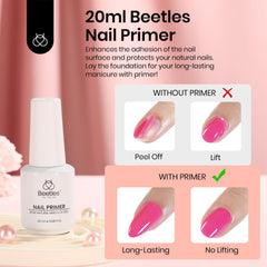 Beetles Nail Primer is acid-free and HEMA-free for gentle prep.