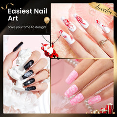 Beetles Nail Stamp Gel color swatches display eight vivid colors for creativity.
