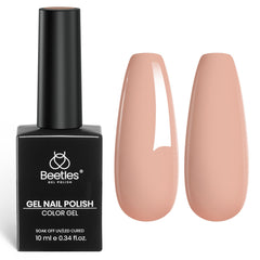 Beetles Nude Fall Gel Polish Oat Latte bottle in light brown shade for versatile nails.
