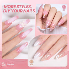 Beetles Nude Gel Nail Polish Set nude-pink layering swatch shows buildable opacity