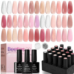 Beetles Nude Pink Gel Nail Kit packaging, ideal for at-home manicures.