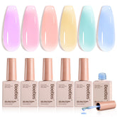 Beetles Pastel Gel Nail Polish Kit packshot highlights six jelly colors for fashionable nails