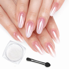 Beetles Pearl Chrome Nail Powder White jar with iridescent finish for mirror nails