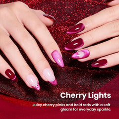 Beetles Pink Cat Eye Gel Polish application shot highlighting base coat and curing steps.