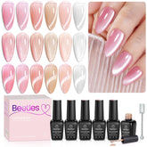 Beetles pink cat eye gel polish set with six colors for versatile at-home nail art
