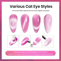 Beetles Pink Cat Eye nail polish under LED curing for quick salon-like setting.