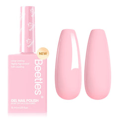 Beetles Pink Gel Nail Polish 15ml bottle shows a soft light pink shade for quick selection.