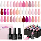 Beetles Pink Gel Polish Dare to Bare collection swatches for versatile nude-to-pink looks.