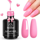 Beetles Pink Gel Nail Polish Flamingo Feather bottle shows long-lasting shine.